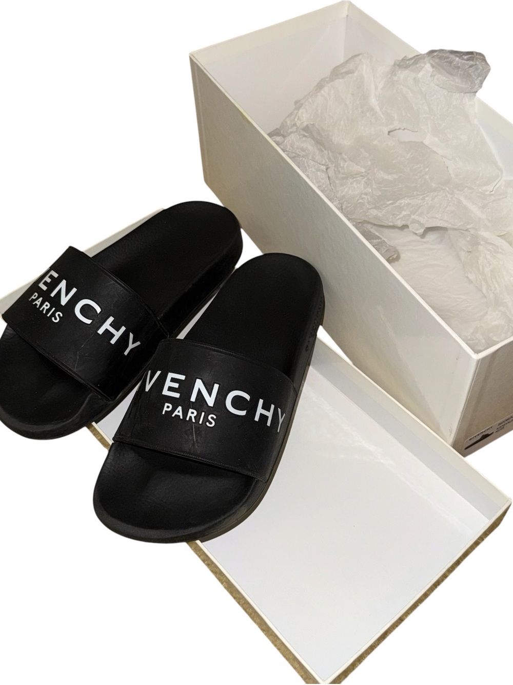 Givenchy Paris Logo Pool Slides - Black - Size 35 - Box & Dust Bag Incl.